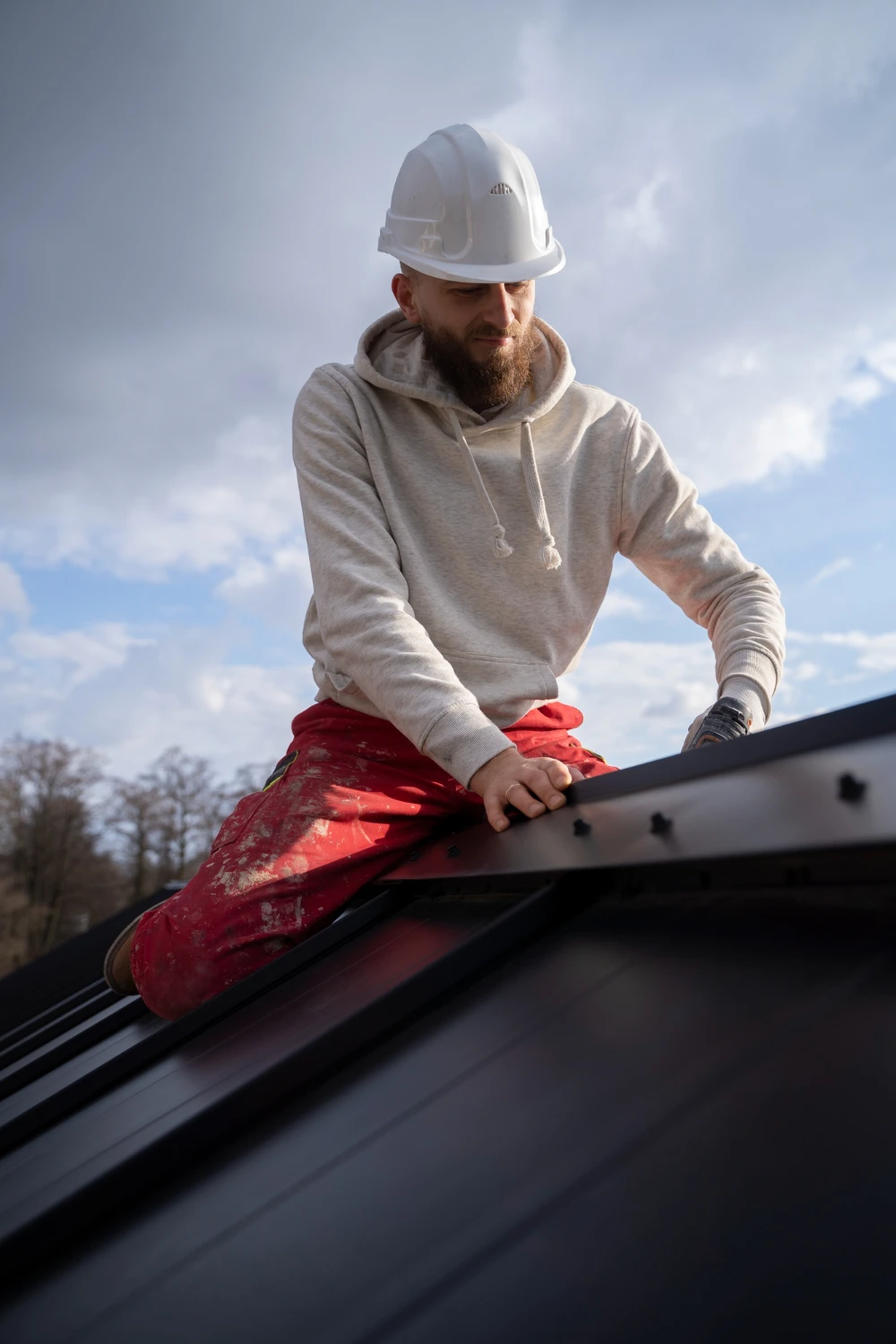 Detailed view of roofing materials and installation